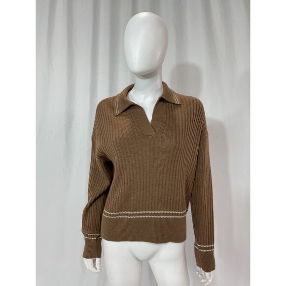 Rag & Bone 'Monti' Brown Stripe Polo Size S - Picture 2 of 5